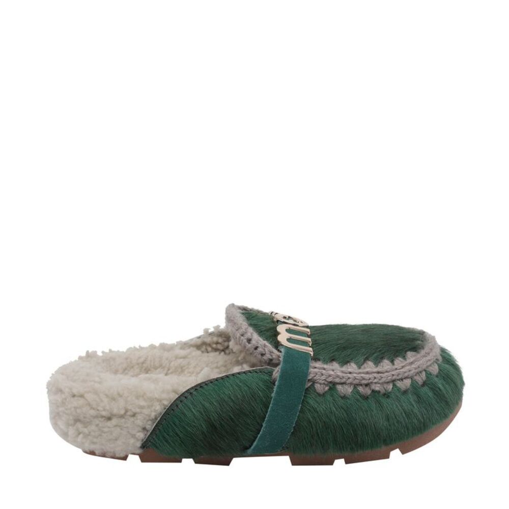 Mou Women Long Hair Ponyskin Winter Bio Slides